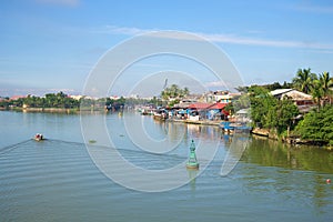 Thu Bon river near the town of Hoi An early morning. Vietnam