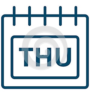 Thu, thursday Special Event day Vector icon that can be easily modified or edit.