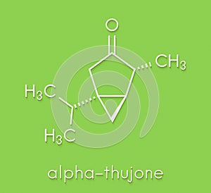 Thujone absinthe molecule, chemical structure. Skeletal formula.