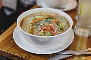 Thukpa is a Tibetan noodle soup, which originated in the eastern part of Tibet. photo