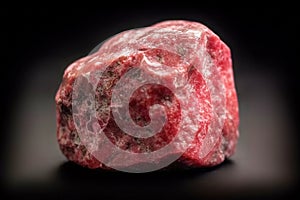 Thulite fossil mineral stone. Geological crystalline fossil. Dark background close-up. photo