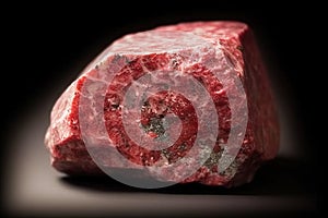 Thulite fossil mineral stone. Geological crystalline fossil. Dark background close-up. photo