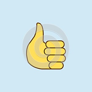 thumb 2 colored line icon. Simple yellow and brown element illustration. thumb concept outline symbol design from emoji set