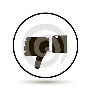 Thumb down icon vector. The finger icon is lowered down.