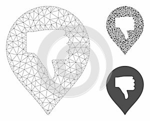 Thumb Down Marker Vector Mesh Network Model and Triangle Mosaic Icon
