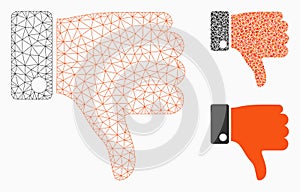Thumb Down Vector Mesh Network Model and Triangle Mosaic Icon