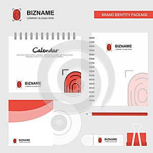 Thumb Impression Logo, Calendar Template, CD Cover, Diary and USB Brand Stationary Package Design Vector Template