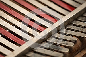 Thumb piano Kalimba, Mbira with silver and red tines