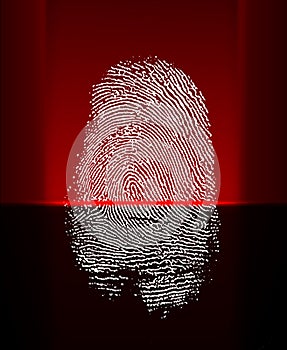 Thumb print scanning with red beam
