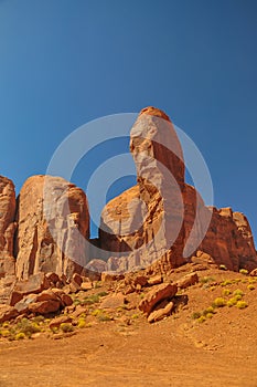 The Thumb, rock formation, in iconic Monument Valley, Arizona