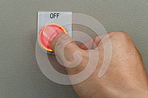 Thumb touch on red off switch