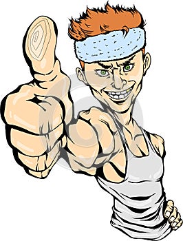 Thumb up boy with confidence smile