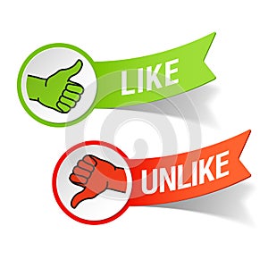 Thumb up and down gestures - like and unlike