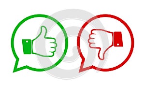 Thumb up and down icons. Vector illustration.