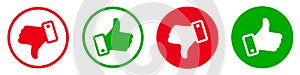 Thumb up and thumb down sign. Up and down index finger sign - vector