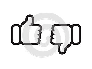 Thumb up down vector like and unlike line icons photo