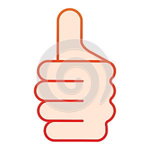 Thumb up gesture flat icon. Like vector illustration isolated on white. Ok hand gesture gradient style design, designed