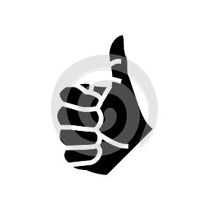 thumb up hand gesture glyph icon vector illustration