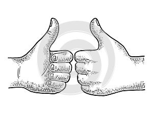 Thumb up hand gesture sketch vector illustration