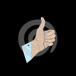 Thumb up hand sign. Realistic vector hand