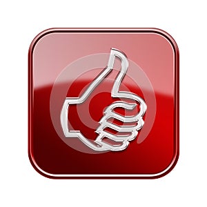 thumb up icon glossy red.