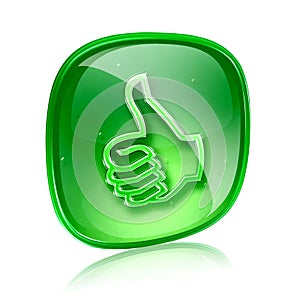 thumb up icon green glass