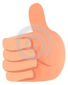 Thumb up icon. Positive approval hand gesture
