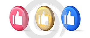 Thumb up like cool button cyberspace approve acceptance communication 3d isometric circle icon