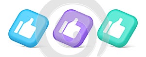Thumb up like cool button cyberspace approve acceptance communication 3d realistic isometric icon