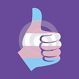 Thumb up like hand shape transgender flag icon vector