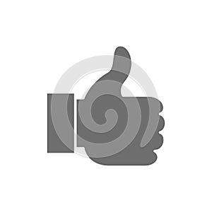 Thumb up, like, positive feedback grey icon.