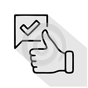 Thumb up line icon,  pictogram of approve