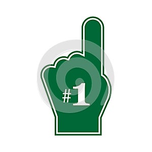 Thumb up Number 1 fan. Number 1 fan. Green foam finger