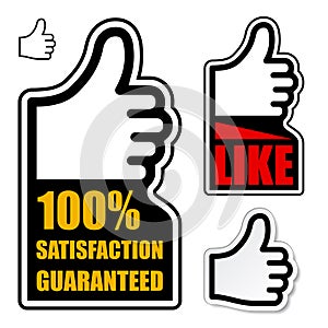 Thumb up satisfaction guaranteed label