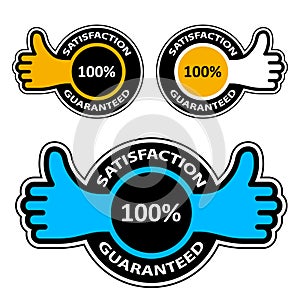 Thumb up satisfaction guaranteed labels