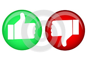 Thumb up and thumb down button icon