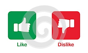 Thumb Up, Thumb Down Silhouette Icon Set. Like and Dislike Pictogram Collection. Good and Bad Gesture Button Red and