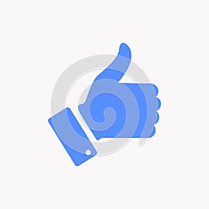 Thumb Up vector icon. Flat cobalt symbol. Pictogram is isolated on a white background. Designed for web and software