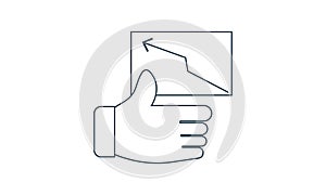 Thumb Up vector icon. Sales Growth chart graph for present business finance.
