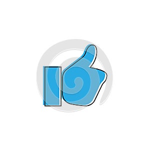 Thumb Up vector icon. Style is flat symbol, blue color, white background