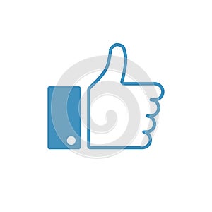 Thumb up vector icon. Trendy flat design. Symbol of social media. Favorite isolated sign