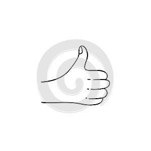 Thumb up vector isolated icon. Social media like button, line style on white background