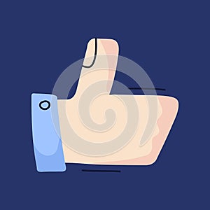 Thumb up vector sign isolated on background. Cartoon Vector illustration Hand drawn style. Thumb up like icon