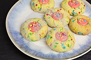 Thumbprint cookies with sugar sprinkles