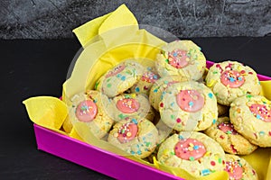 Thumbprint cookies with sugar sprinkles