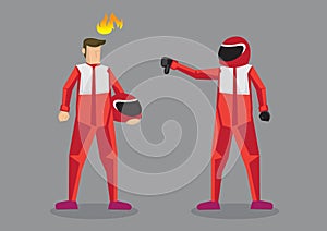 Thumbs Down For Competitor Car Racer Cartoon Vector Illustration