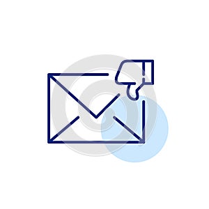 Thumbs-down negative feedback on e-mail. Pixel perfect, editable stroke line icon