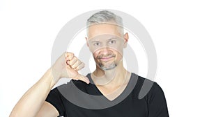 Thumbs Down by Sad Middle Aged Man, White Background,Young,,,,