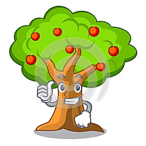 Thumbs up apple tree full of isolated mascot