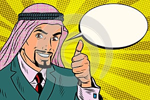 Thumbs up, Arab businessman do like